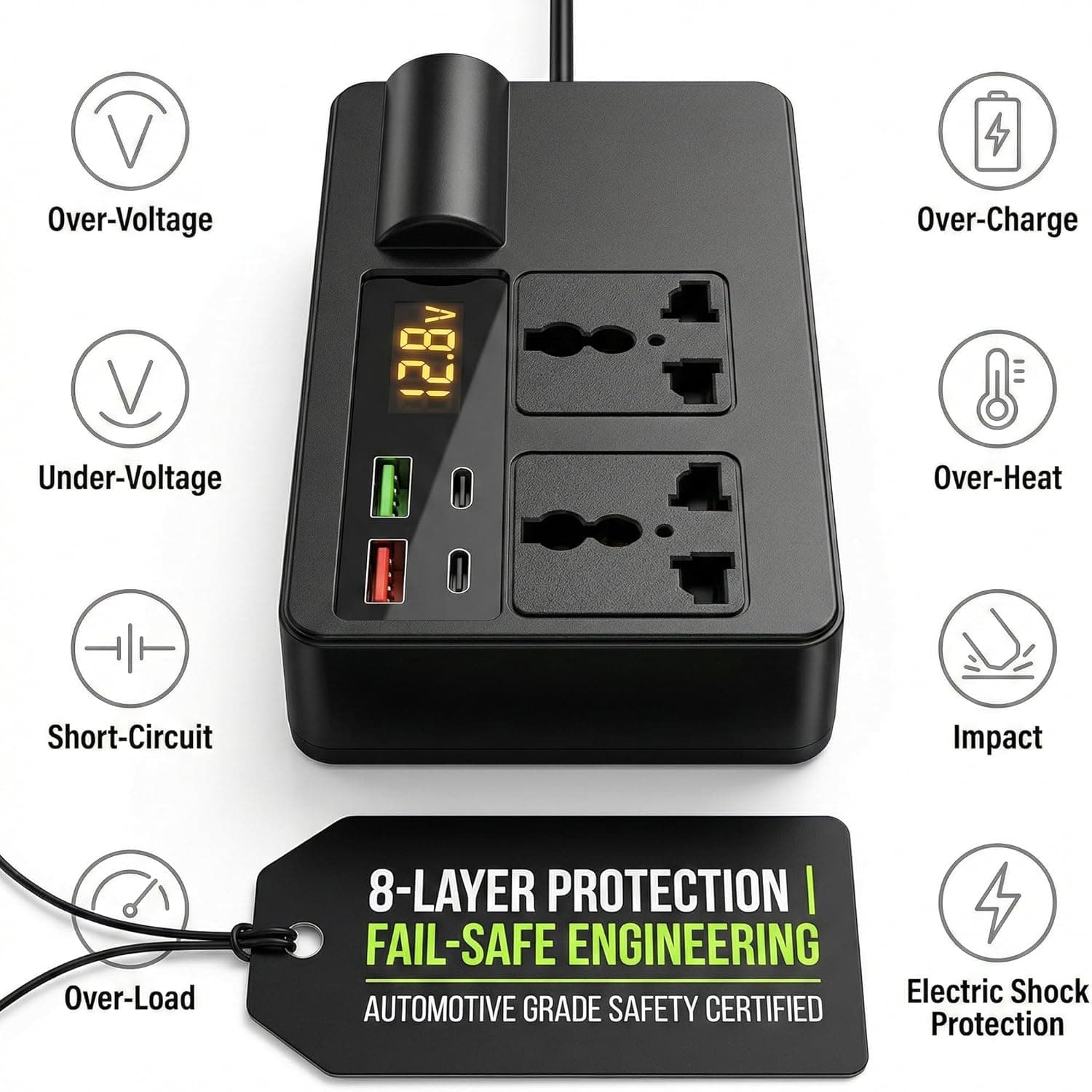 VoltRide 200W Pure Sine Wave Car Power Inverter — view 7