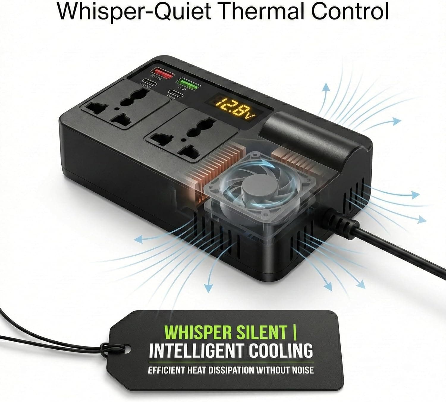 VoltRide 200W Pure Sine Wave Car Power Inverter — view 8