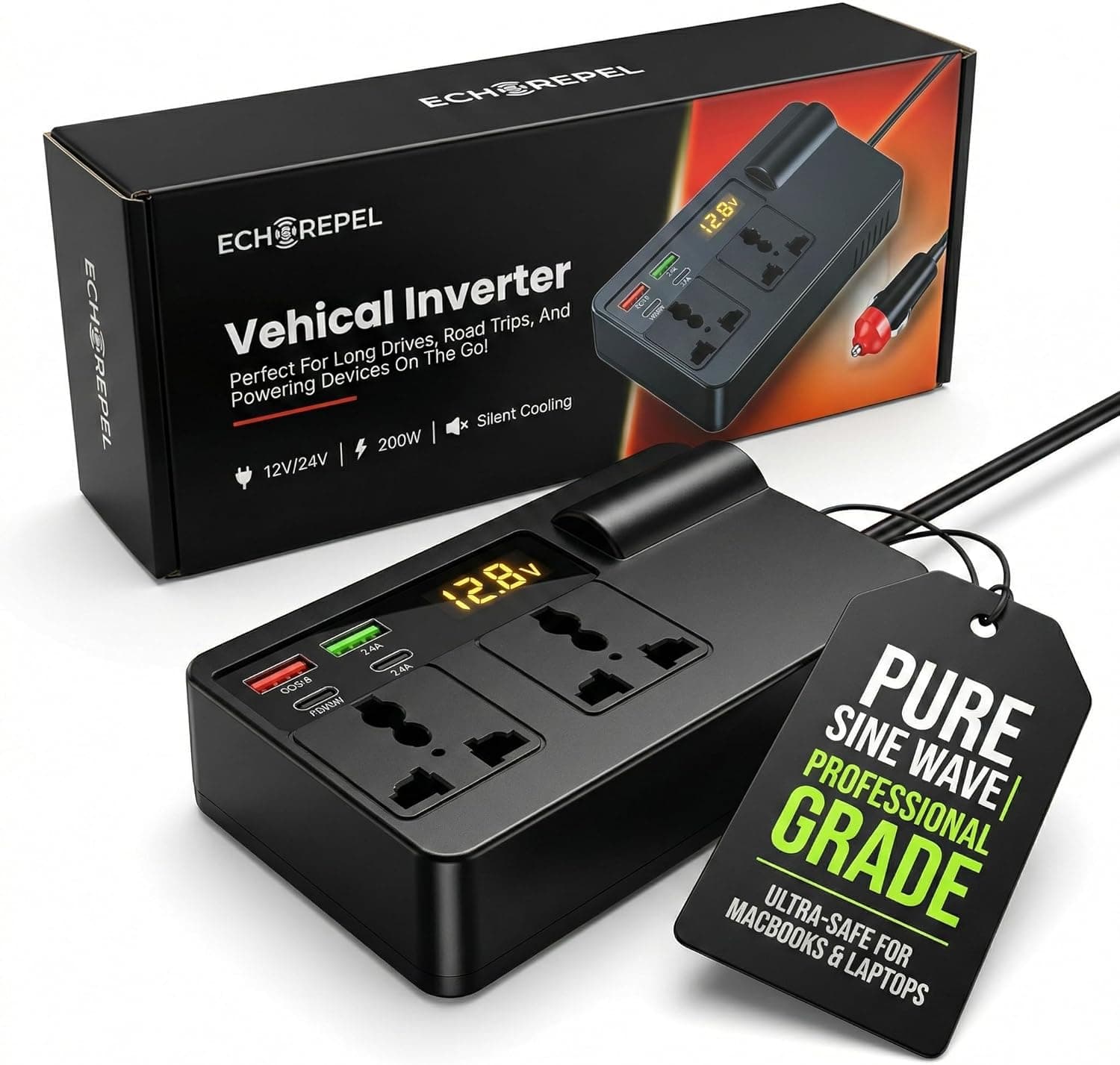 VoltRide 200W Pure Sine Wave Car Power Inverter — view 9